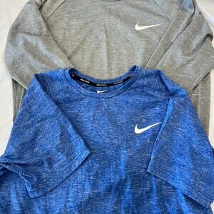 Set of 2 Grey and Blue Nike SWIM dri-fit long sleeve tops
